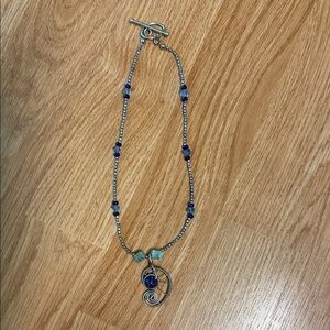 Elegant Deep Blue Nautilis Beaded Necklace